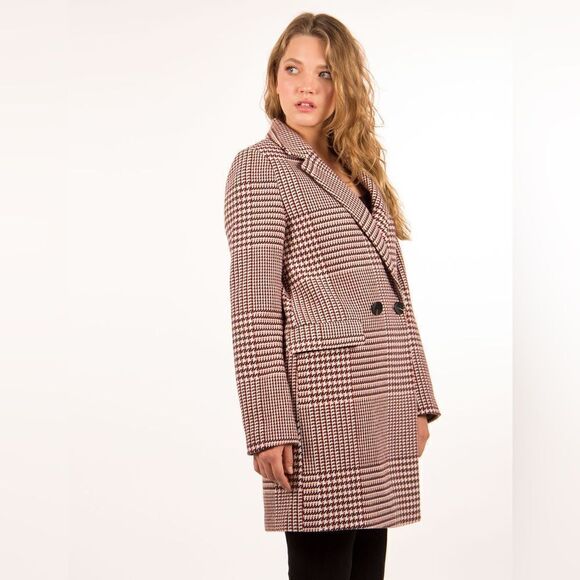 ONLY Classic Houndstooth Coat Sz Small - Picture 3 of 16